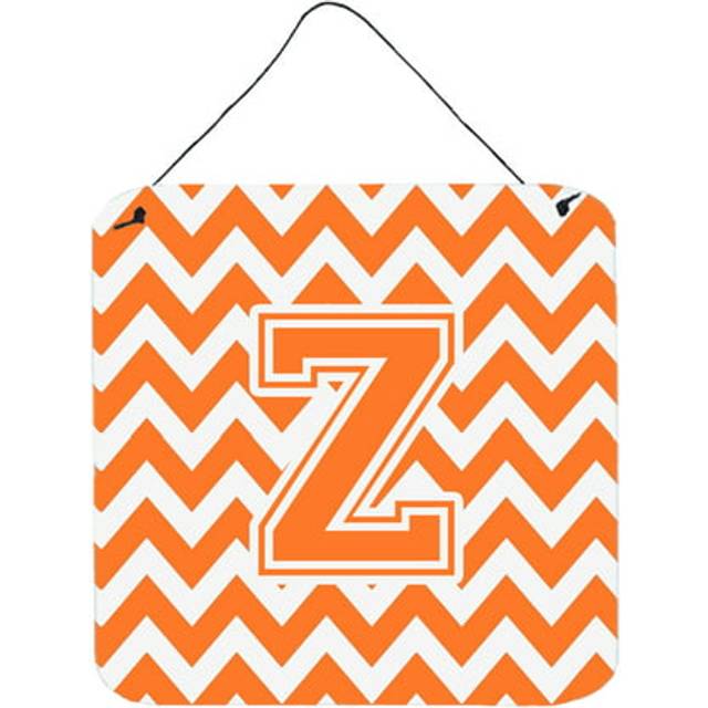 """""Caroline's Treasures Chevron Orange and White Letter Z Wall or Door Hanging Prints CJ1046-ZDS66  6"""""""" H x 6"""""""" W"""""