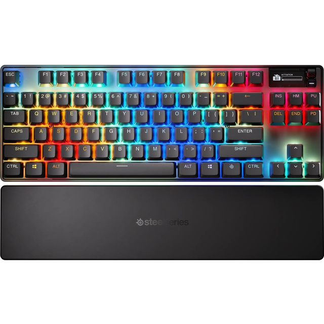 SteelSeries Apex Pro TKL Wireless Gen 3 - Hypermagnetiskt tangentbord för spel - OmniPoint 3.0 - Justerbar aktivering - Rapid Trigger - Spelredo inställningar - Rapid Tap/SOCD - OLED -US Layout QWERTY