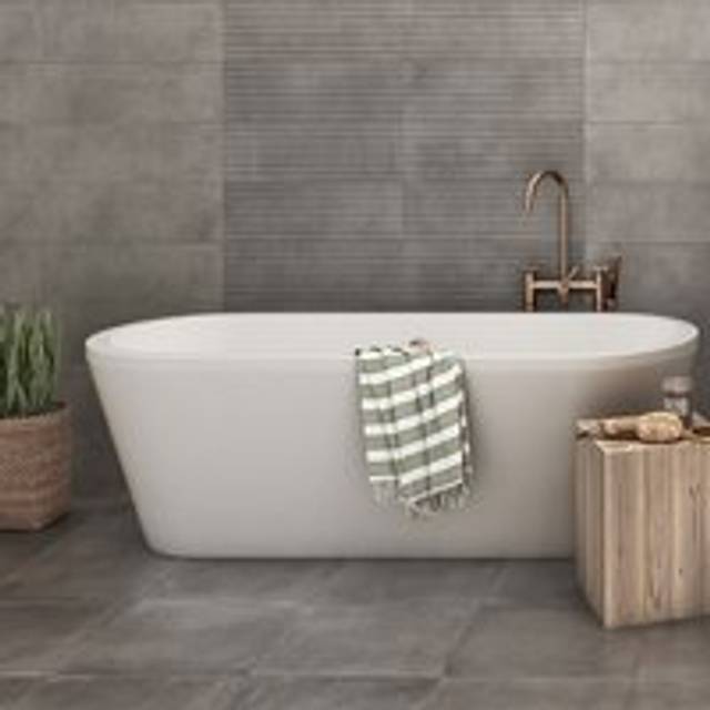 Clarens Grey Stone Effect Matt Porcelain Wall & Floor Tile - 450mm x 450mm Total Tiles