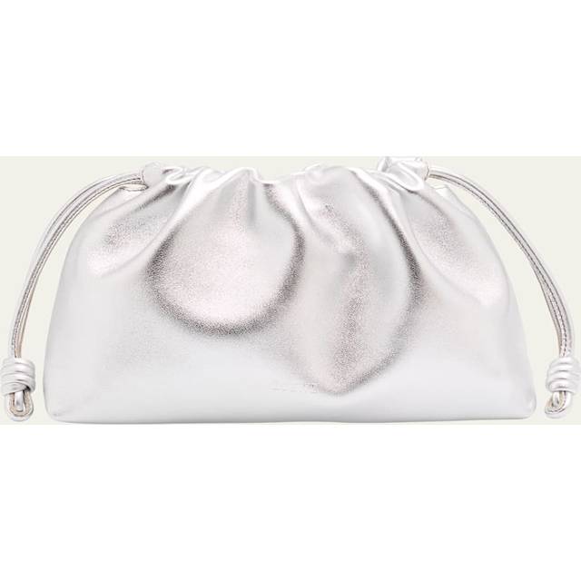 Loewe Flamenco Medium metallic leather clutch - silver (One Size)
