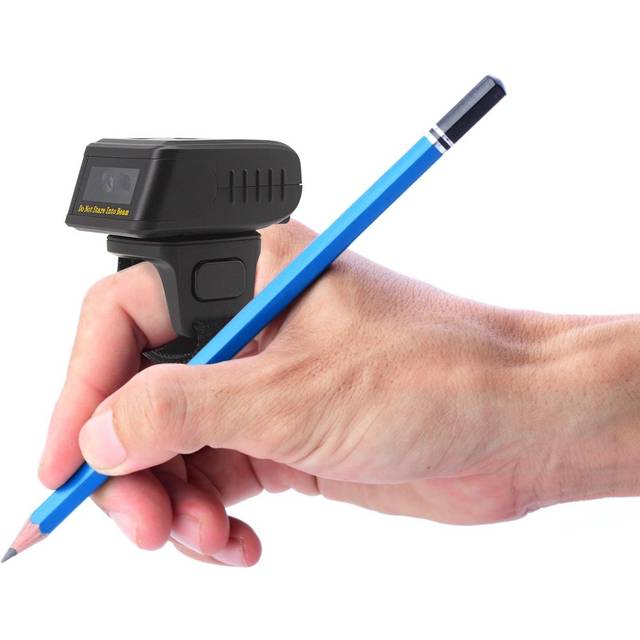 Barcode Scanner 1D/2D/QR Barcode Portable Finger Handheld Wearable Ring Code Reader Support for black