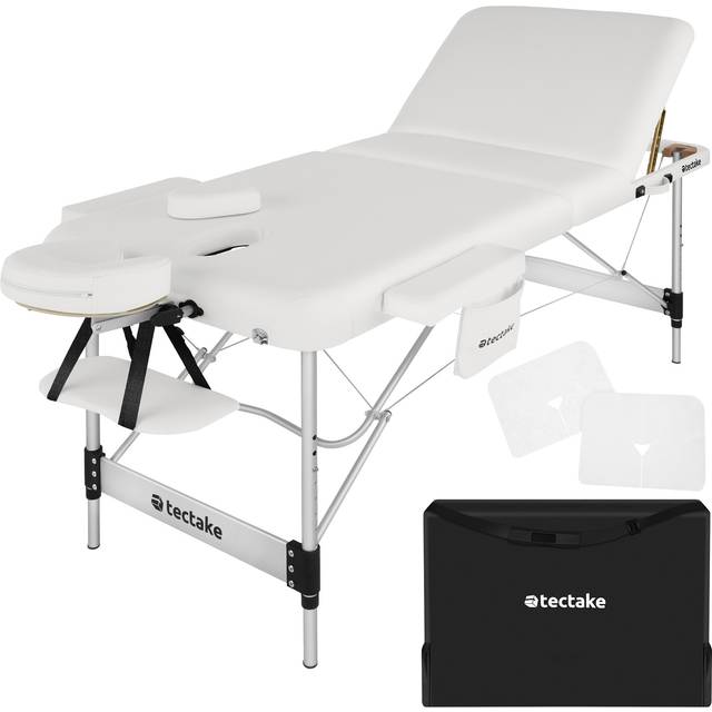 Massage Table Phuket - 3 zones, 70 cm wide, aluminium frame, carry bag & masks - white