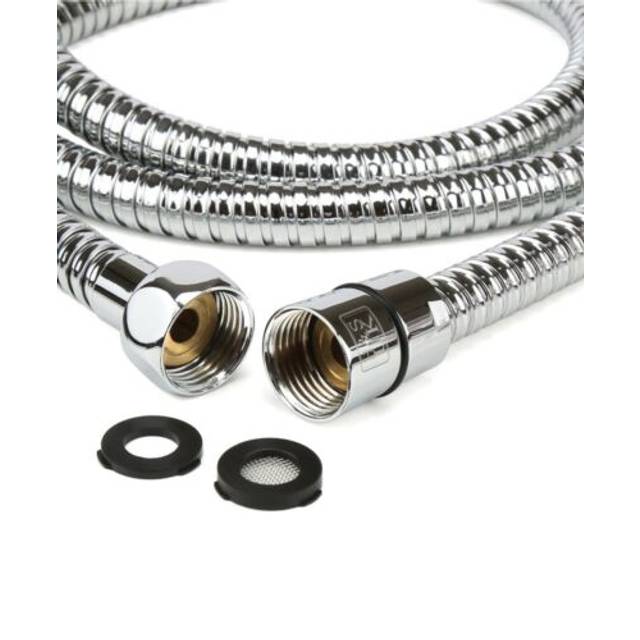 H&S Stainless Steel Shower Hose with 2 Washers - 1.75m (69 ) - Extra Long Universal Replacement Hose with Chrome Finish - Anti Kink & High Flow Flexib