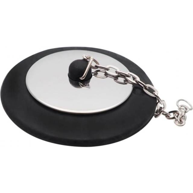 1pc Universal Bath Stopper, Chrome & Rubber Sink Plug with 10cm Metal Chain & Hanging Ring