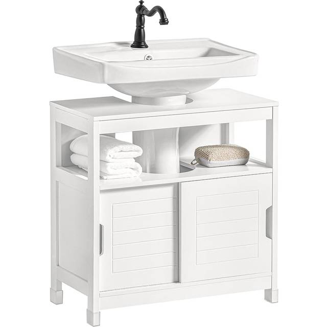 SoBuy  White Under Sink Bathroom Storage Cabinet,FRG128-II-W