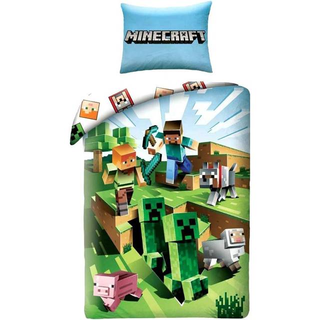 Halantex MINECRAFT Bäddset CACTUS RUN bomullspåslakan 140 x 200 cm och örngott 70 x 90 cm original