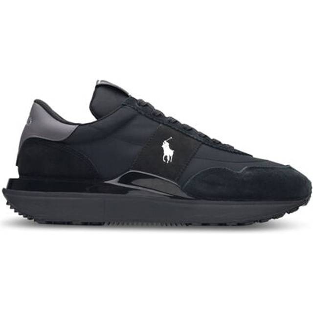 Polo Ralph Lauren Train 89 Nubuck Trainers - Black/Grey, Black/Grey, Size 7, Men