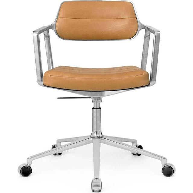 Vipp Vipp453 Swivel+ kontorsstol med hjul Pol. aluminium-camel leather
