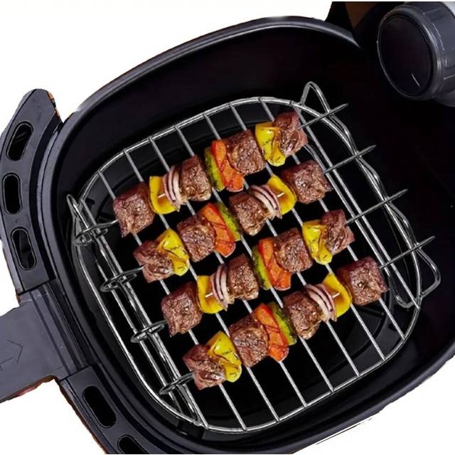 B & Co B & Co Air Fryer Rack With 4 Skewers Square, Silver