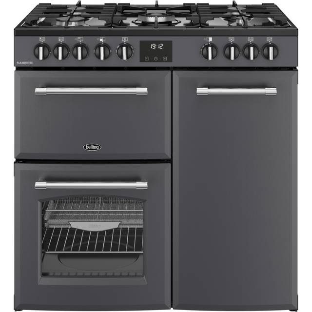 Belling Farmhouse 90DF 90cm Dual Fuel Range Cooker with Gas Hob - Anthracite - A/A Rated