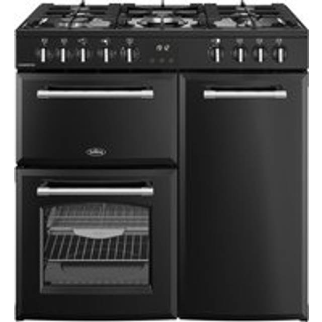 Belling Farmhouse 90DF 90cm Dual Fuel Range Cooker with Gas Hob - Black - A/A Rated