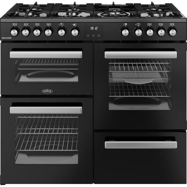 Belling Cookcentre 100DF 100cm Dual Fuel Range Cooker with Gas Hob - Black - A/A Rated