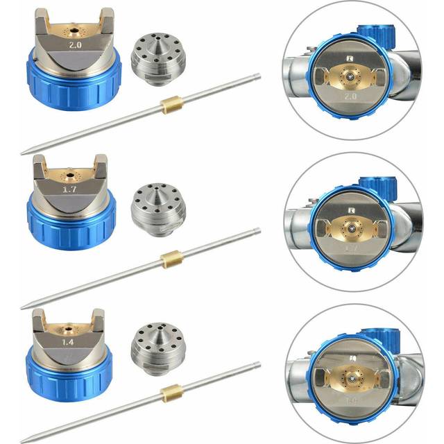 600CC Cup Car Vehicle HVLP Paint Sprayer Kit Air Regulator Gravity Feed 3 Nozzles 1 Kit