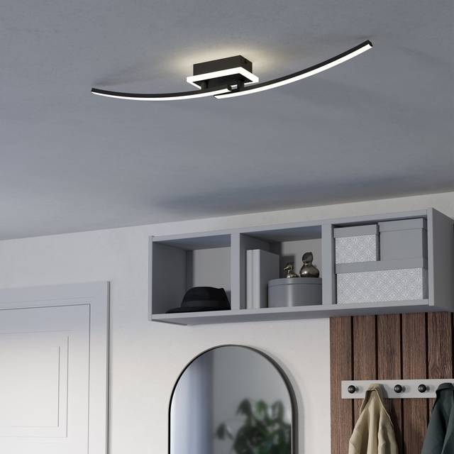 Plastic LED Semi Flush Mount - Matte Black (6cm H X 14cm W X 74cm D)