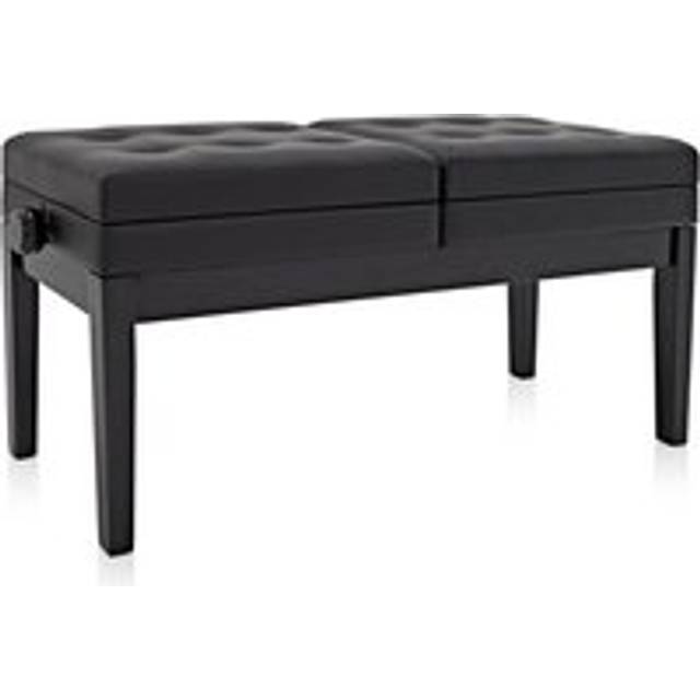 Deluxe Duet Piano Stool with Storage by Gear4music Gloss Black