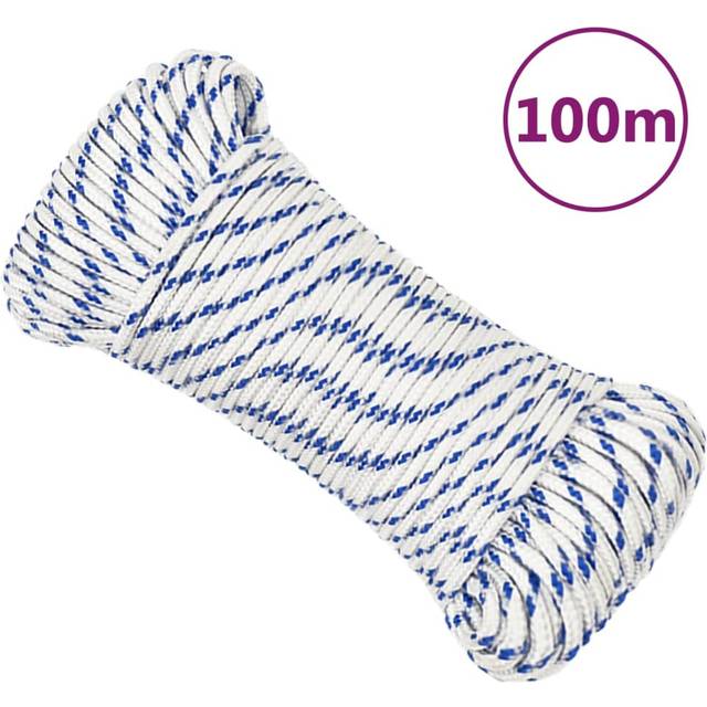 vidaXL Boat Rope White 3 mm 100 m Polypropylene - white and blue