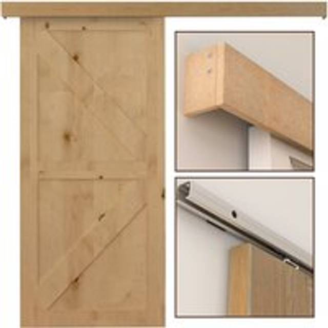 6.5FT Medium-density fibreboard Sliding Barn Door Track Kit Wood Tone