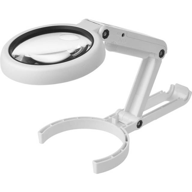 5X/10X handhållen skrivbordsförstoringsglas med LED-ljus och stativ USB-drivet upplyst förstoringsglas vit