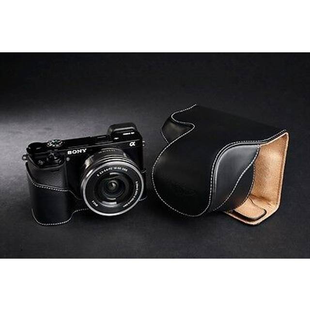 Handmade Genuine Real Leather Full Camera Case Bag Cover For Sony A6000 Black