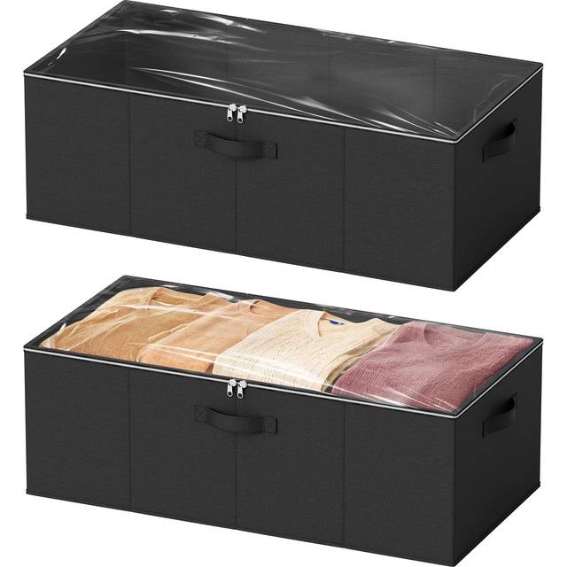 SpaceAid 2 Pack 10 High Under Bed Storage Containers  Large Underbed Storage Organizer Bins with Lids for Bedroom  Dorm  Clothes  Closet Organization