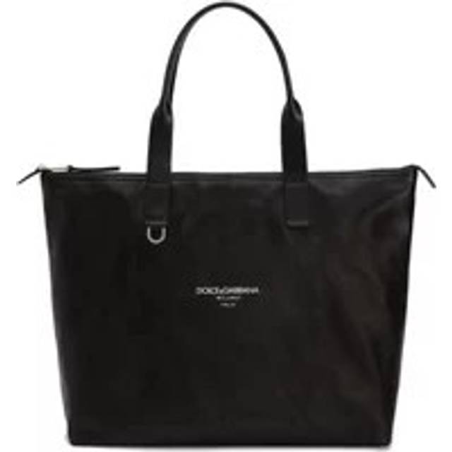 Dolce & Gabbana Men&#39;s Media Smooth Leather Tote Bag in Black | BM2375A6E48 Color 80999 (One Size)