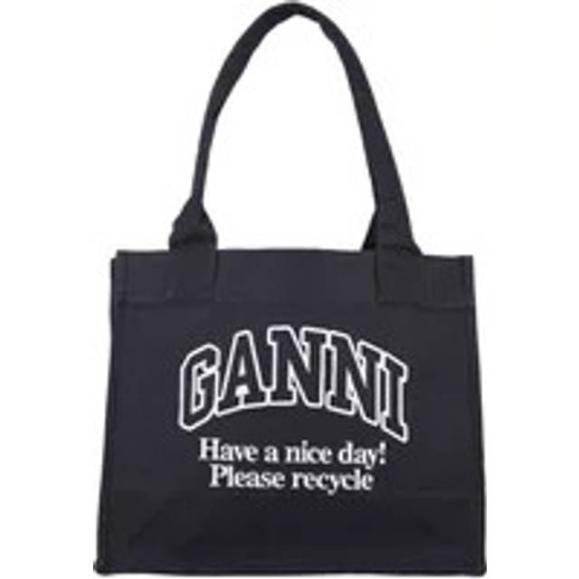 Ganni Women&#39;s Organic Cotton Large Tote Bag in Black | Size UNI | A6647 (UNI)