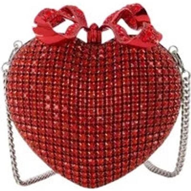 Self-Portrait Bow crystal-embellished clutch - red (One Size)