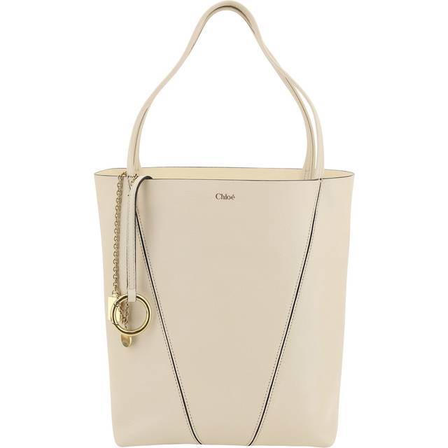 CHLOÉ Chloé Spin tote bag in grained leather Beige Size OneSize 100% Bovine leather