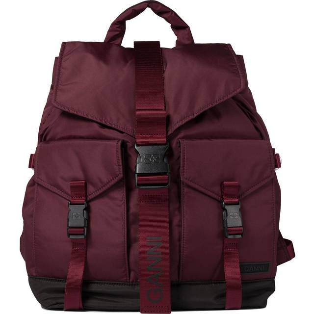 GANNI Burgundy Tech Backpack - 234 Dark Burgundy - UNI