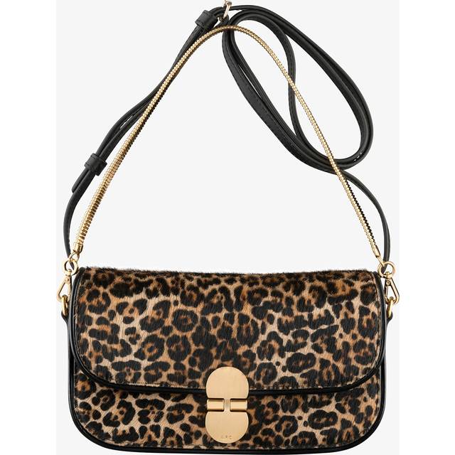 Leopard Print Leather Clutch Bag