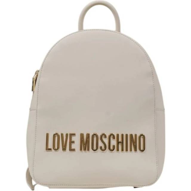 Love Moschino, Backpacks, female, Beige, ONE SIZE, Beige Backpack with Gold Logo Lettering