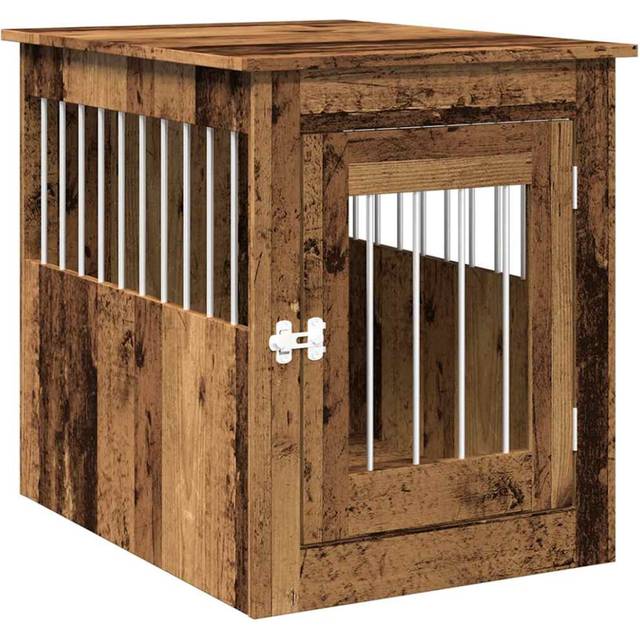 vidaXL Dog Crate Furniture Old Wood 55x75x65 cm Engineered Wood - Brown