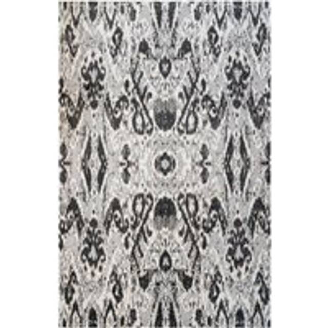 Soft Grey Ikat Living Room Rug - Seville - 75cm x 150cm