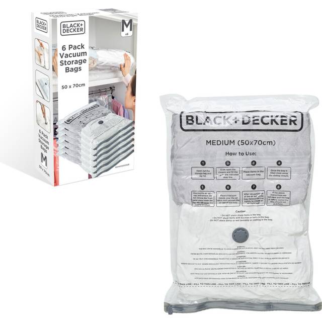 BLACK+DECKER Extra Medium Vacuum Storage Bag 6 Pack - Clear - 50 x 70cm