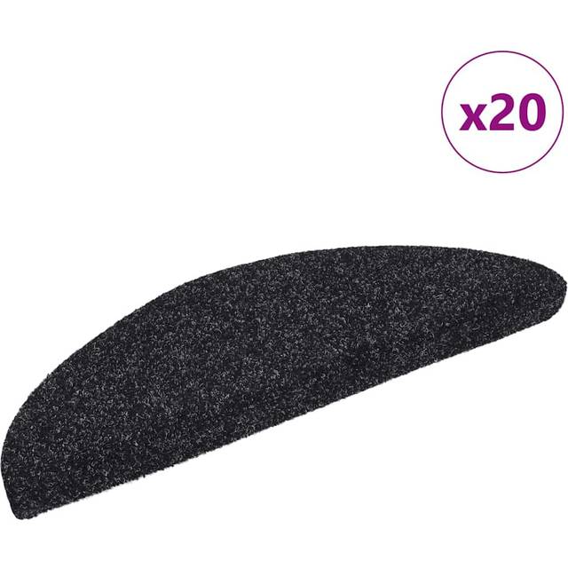 vidaXL Stair Mats Self-adhesive 20 pcs Black 56x17x3 cm