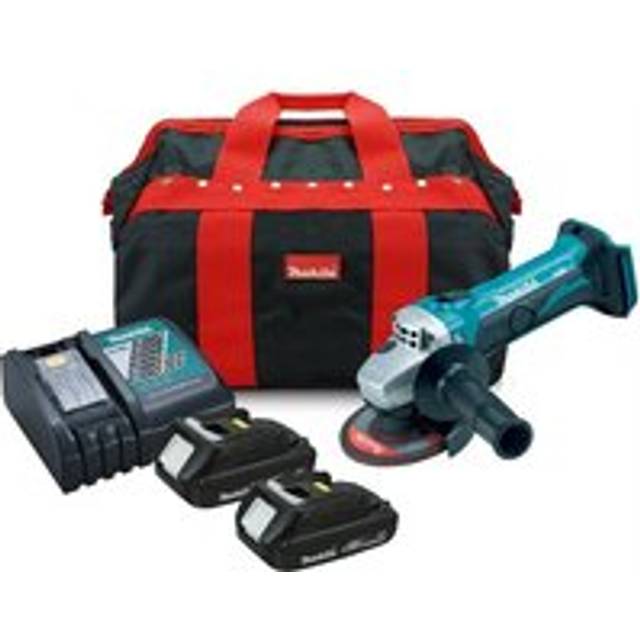 DGA452 18v Cordless Li-Ion Angle Grinder + 2 x 1.5ah Batts, Charger + Bag - Makita