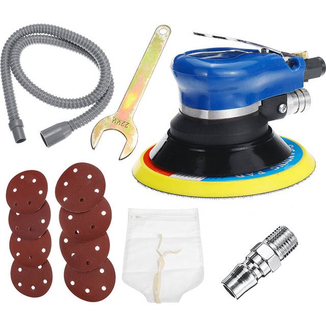6 Inch Air Orbital Sander Dual Action Sander Pneumatic Drilling Polisher Grinding Sanding Tools Set