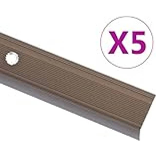 vidaXL L-formade halkskydd för trapp 5 st aluminium 100 cm brun