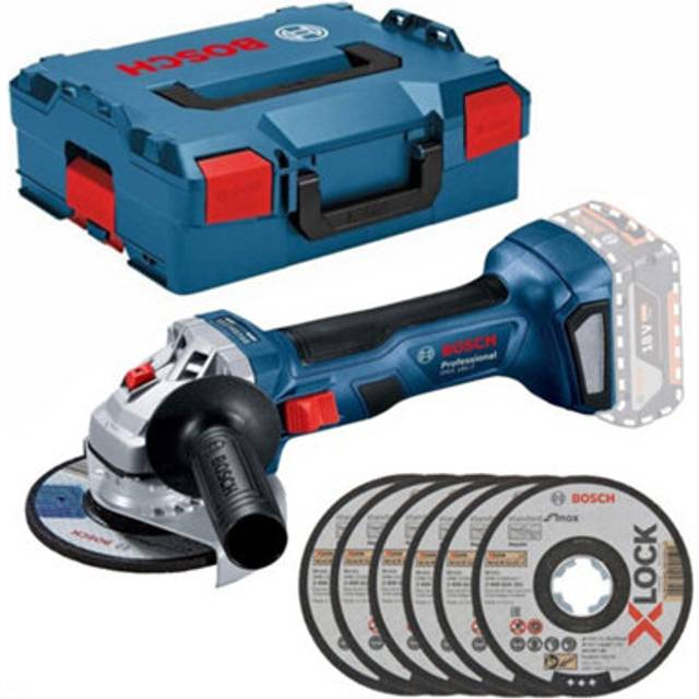 Bosch - gwx 18V-7 x-lock 18v 115mm Brushless Angle Grinder Bare lboxx + 6 Discs