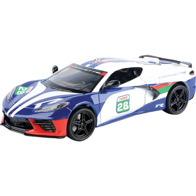 2020 Chevrolet Corvette 28 White with Blue Graphics "GT Racing" Series 1/24 Diecast Model Car by Motormax