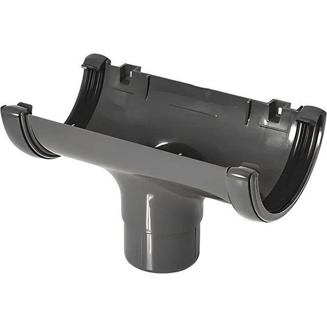 FloPlast Half Round Gutter Running Outlet - 112mm Grey