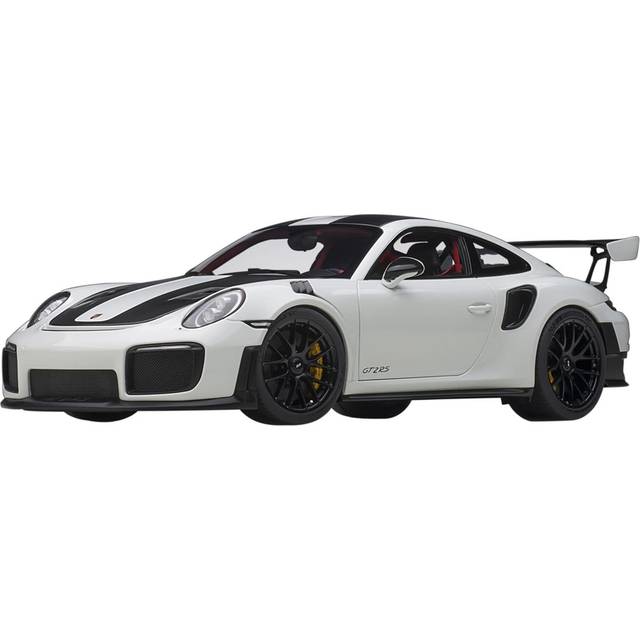 Porsche 911 (991.2) GT2 RS Weissach Package White with Carbon Stripes 1/18 Model Car by Autoart