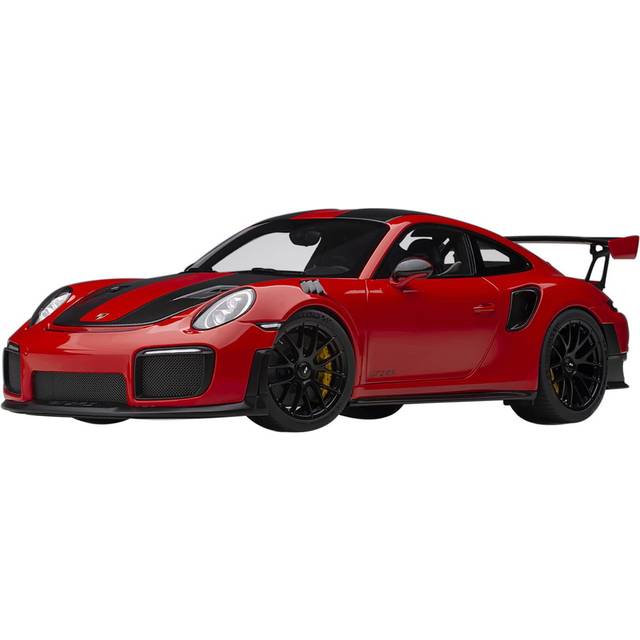 Porsche 911 (991.2) GT2 RS Weissach Package Guards Red with Carbon Stripes 1/18 Model Car by Autoart