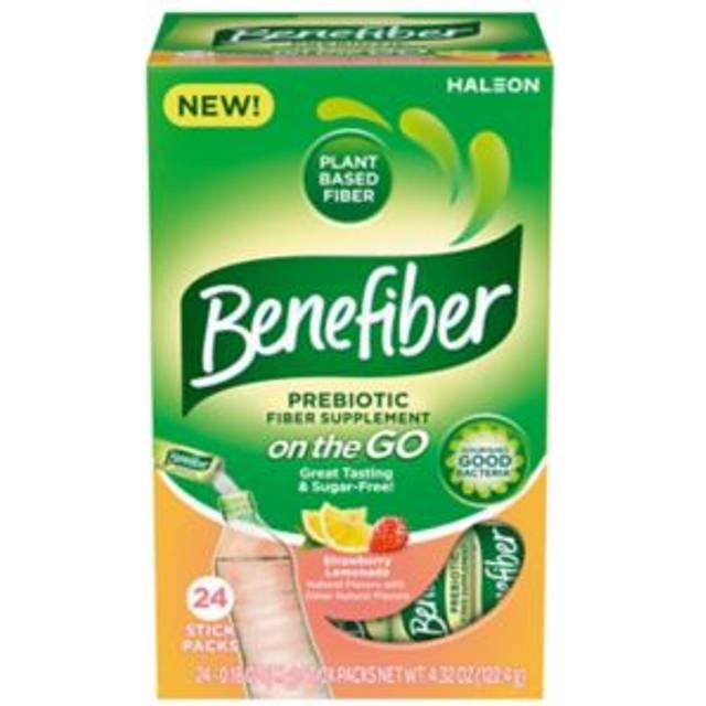 Benefiber Prebiotic Fiber Supplement Sticks Strawberry Lemonade 24 Packs