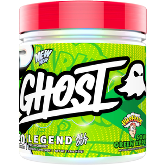 Ghost  Legend® All Out Pre-Workout  Warheads® Sour Green Apple  15.9 oz (450 g)