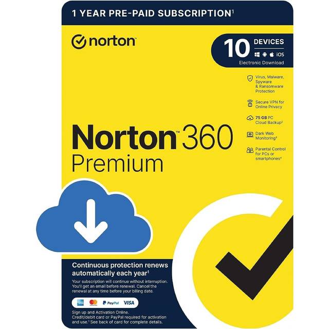 Norton 360 premium 2025 10 device 1 year vpn internet security 5 minute delivery