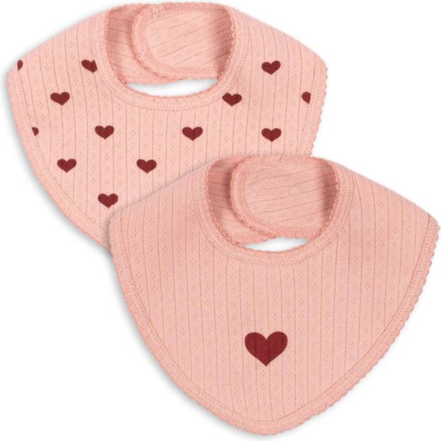 Konges Sløjd, Home, unisex, ONE Size, Bomull, Tvåpack haklappar med hjärtmotiv - pink (ONE SIZE)