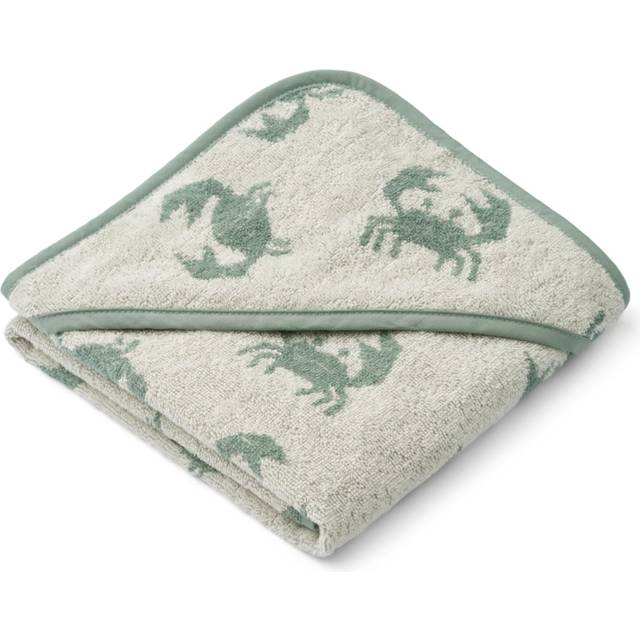 LIEWOOD - Alba Yarn Dyed Hooded Baby Towel - Handduk för barn - 1833 Crab / Sandy - H70 x W70 cm