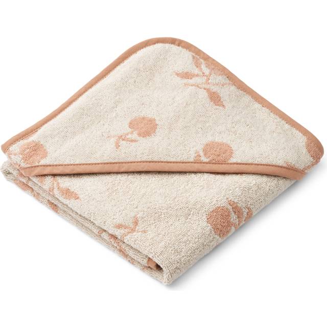 LIEWOOD - Alba Yarn Dyed Hooded Baby Towel - Handduk för barn - 1232 Peach / Sea Shell - H70 x W70 cm