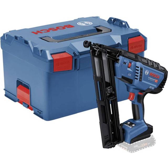Bosch Professional 18V System sladdlös spikpistol trä GNH 18V-64 MD (enskild avfyrning/kontaktutlösning, passar spik: 32–64 mm, 15 ga (1,8 mm) med 34° bandningsvinkel, utan batteri, i L-BOXX)